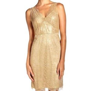 BCBGMaxAzria Gold Lace Mini Dress